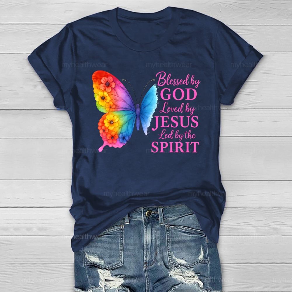 Blessed By God Loved By Jesus Led By The Spirit Healthwear T-shirt