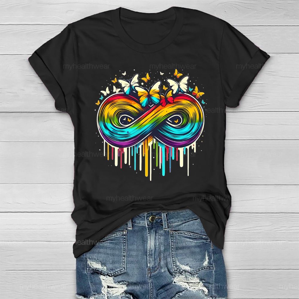 Colorful Infinity Symbol Butterfly Healthwear T-shirt