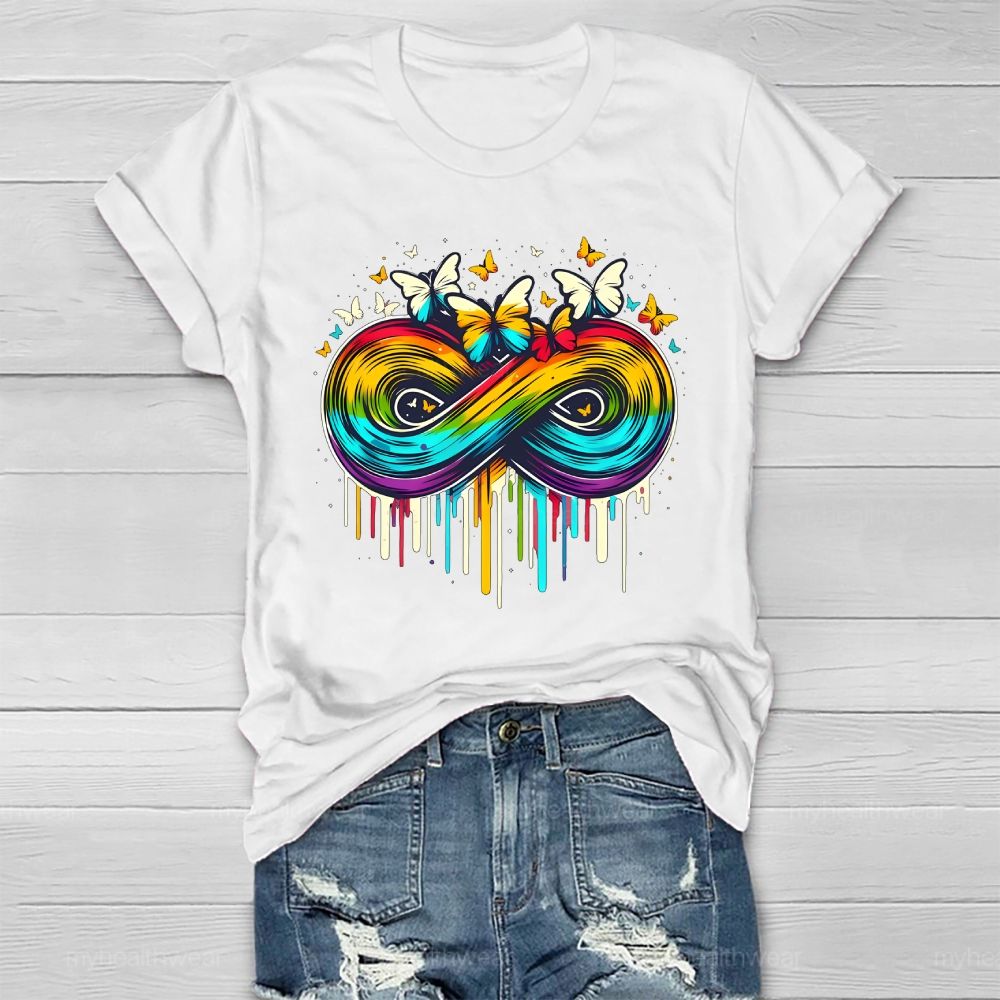 Colorful Infinity Symbol Butterfly Healthwear T-shirt