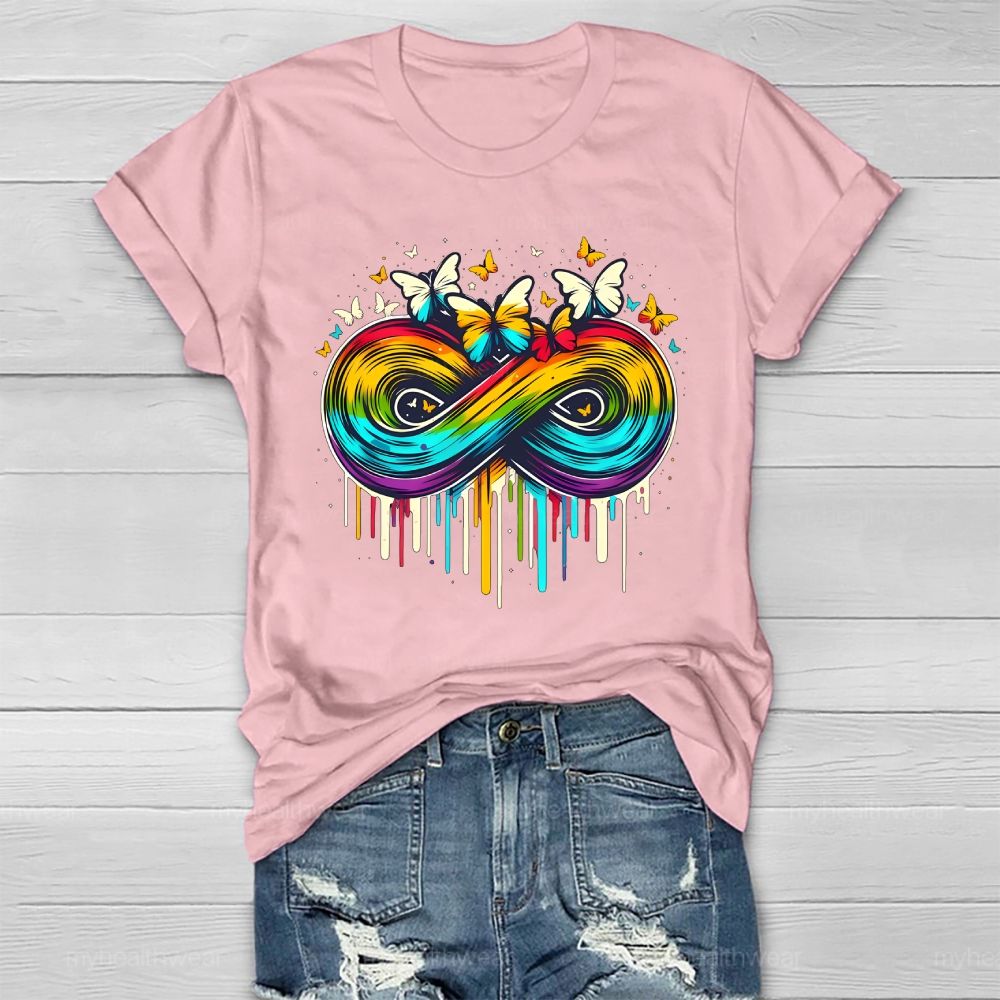 Colorful Infinity Symbol Butterfly Healthwear T-shirt