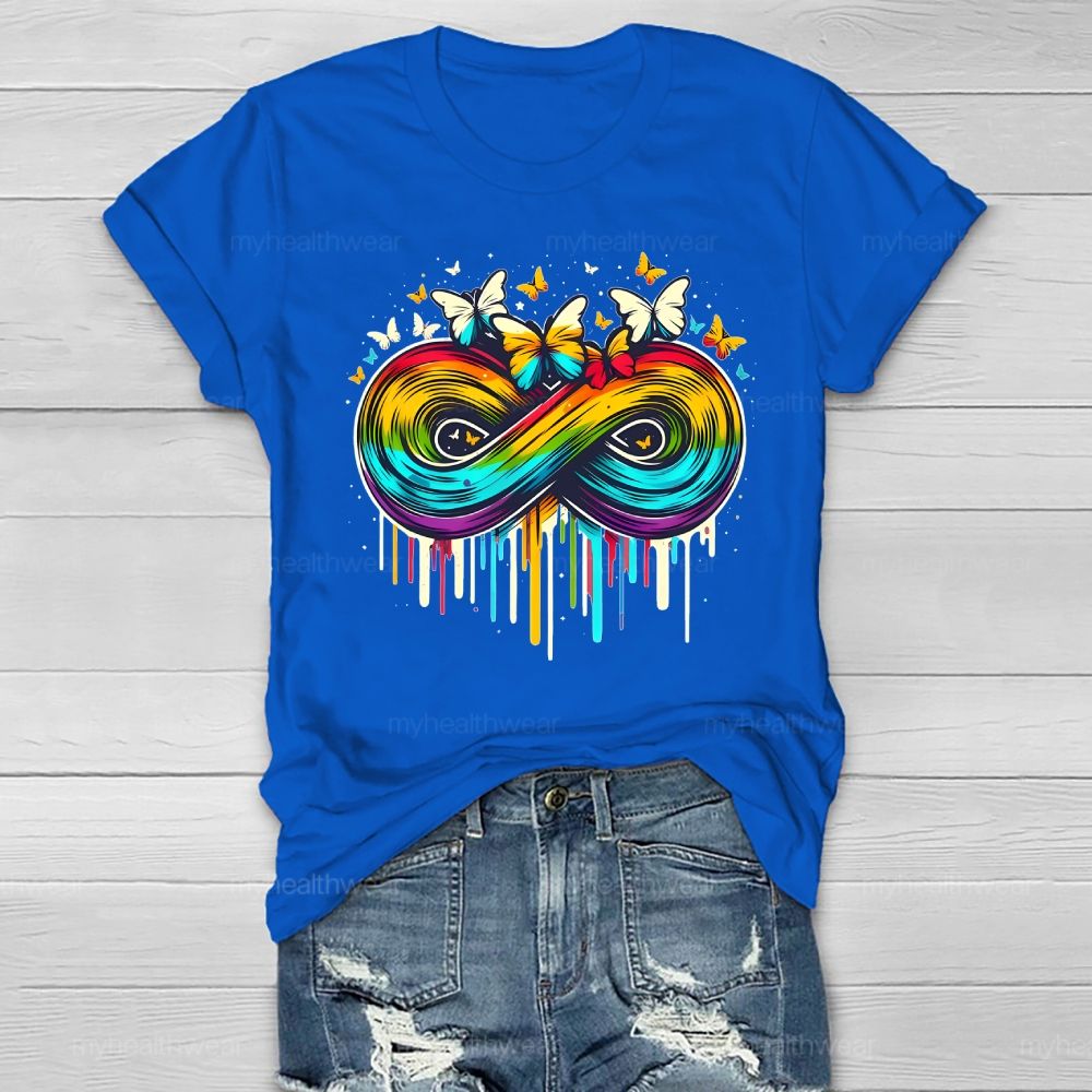 Colorful Infinity Symbol Butterfly Healthwear T-shirt