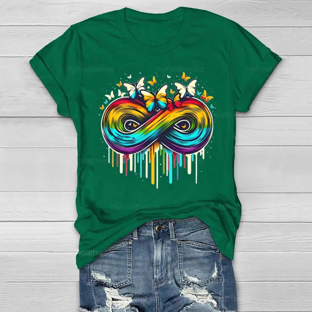 Colorful Infinity Symbol Butterfly Healthwear T-shirt