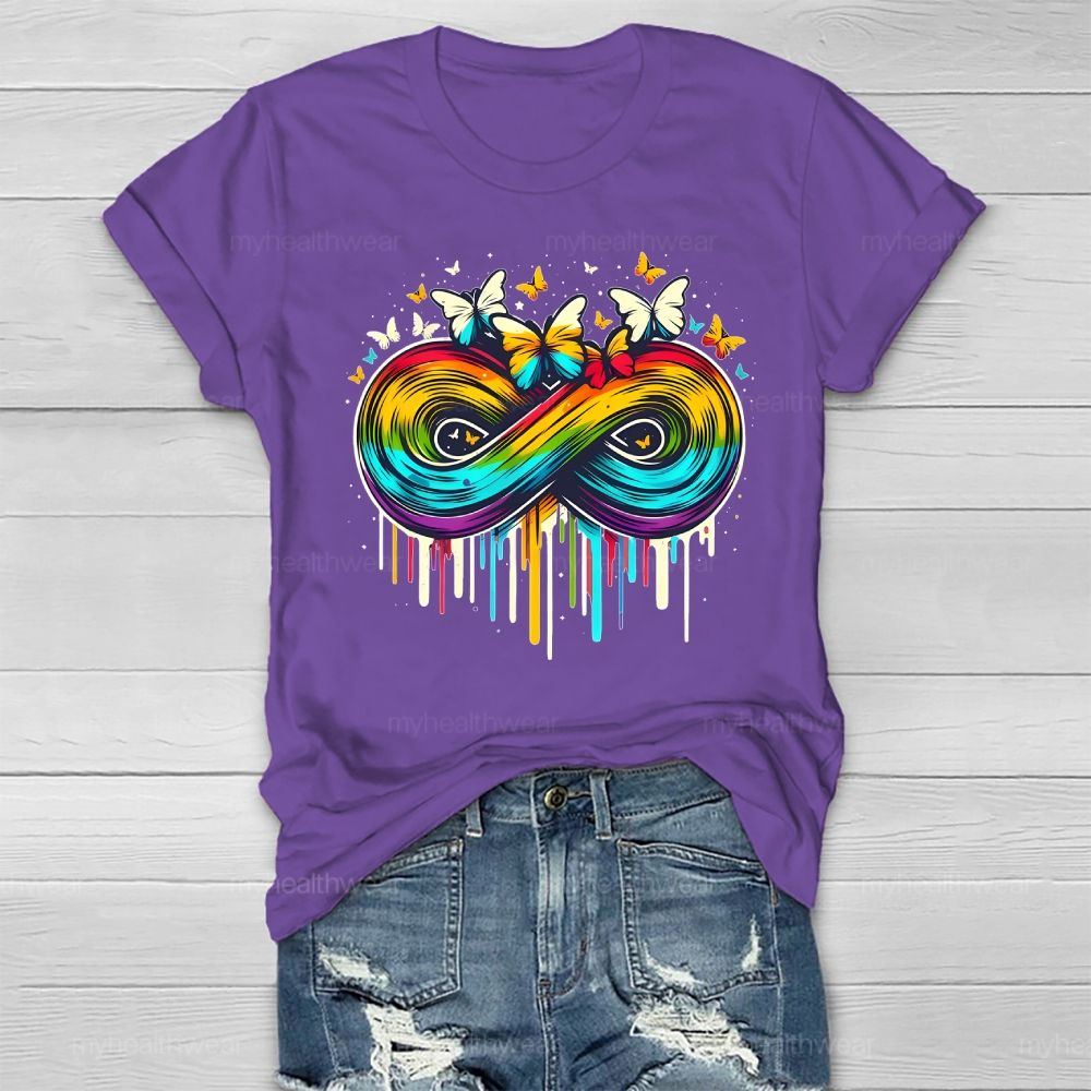 Colorful Infinity Symbol Butterfly Healthwear T-shirt