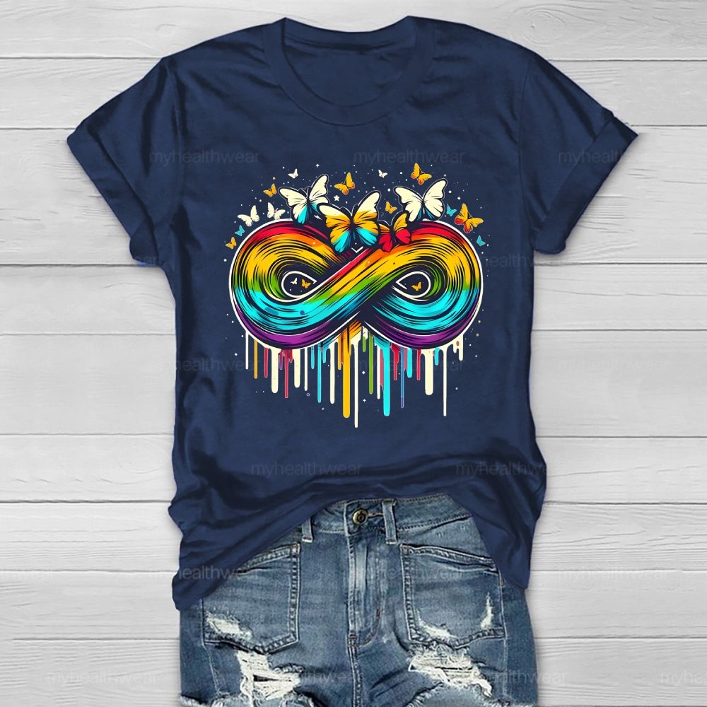 Colorful Infinity Symbol Butterfly Healthwear T-shirt