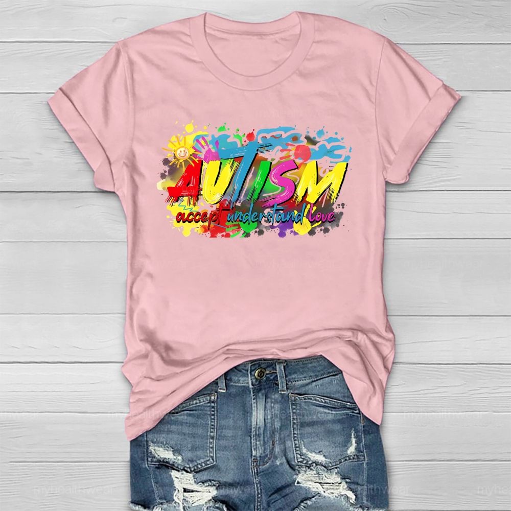 Autism Awareness Accept Understand Love Colorful Letters Healthwear T-shirt
