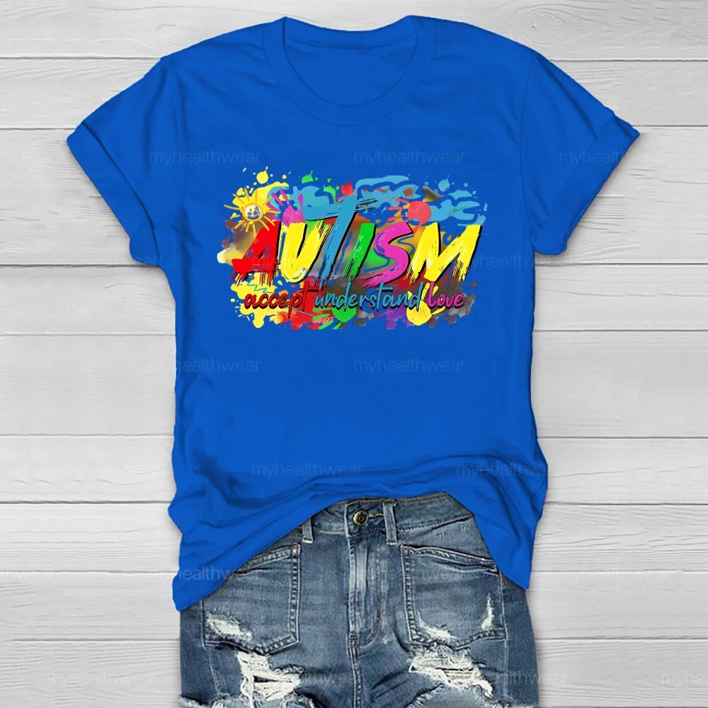 Autism Awareness Accept Understand Love Colorful Letters Healthwear T-shirt