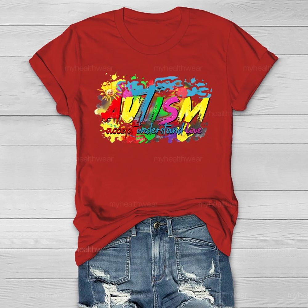 Autism Awareness Accept Understand Love Colorful Letters Healthwear T-shirt