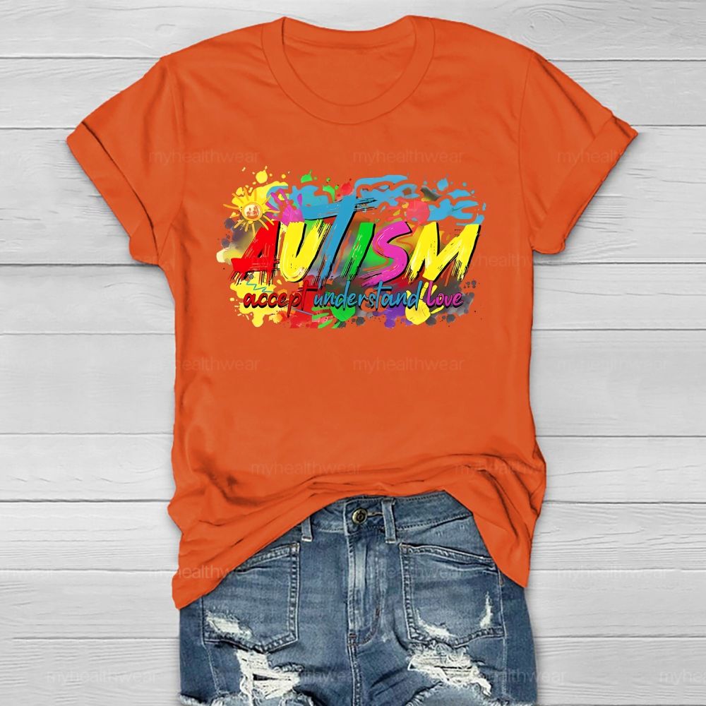 Autism Awareness Accept Understand Love Colorful Letters Healthwear T-shirt
