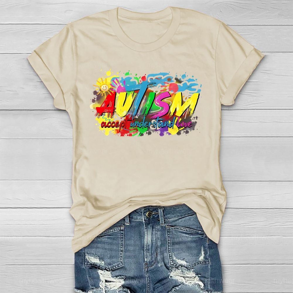 Autism Awareness Accept Understand Love Colorful Letters Healthwear T-shirt