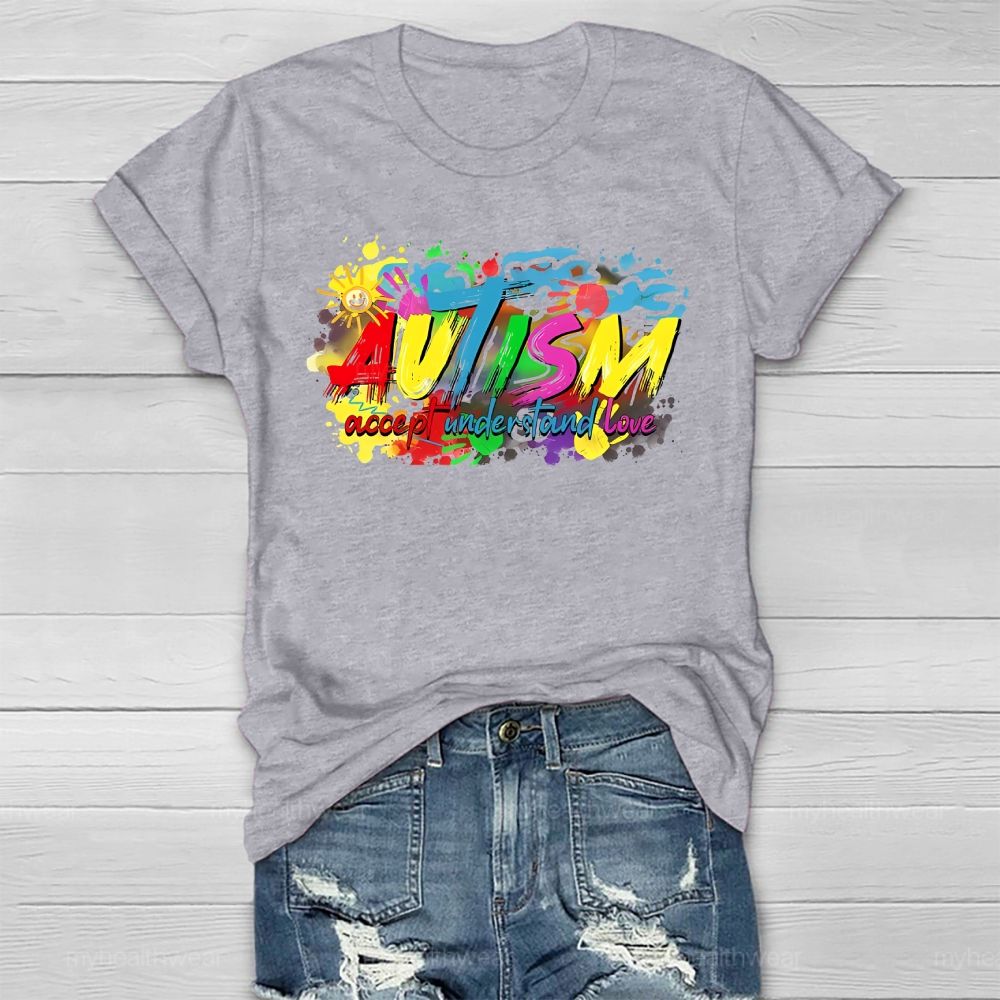 Autism Awareness Accept Understand Love Colorful Letters Healthwear T-shirt