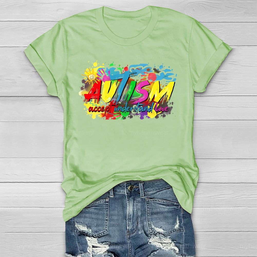 Autism Awareness Accept Understand Love Colorful Letters Healthwear T-shirt