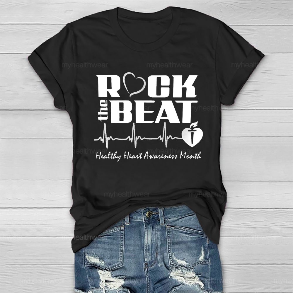 Rock The Beat Healthy Heart Awareness Month Healthwear T-shirt