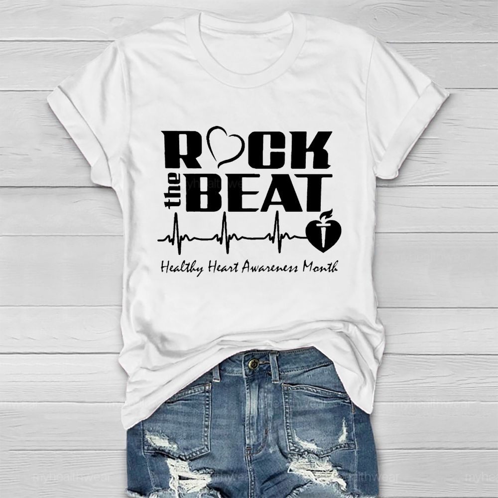 Rock The Beat Healthy Heart Awareness Month Healthwear T-shirt