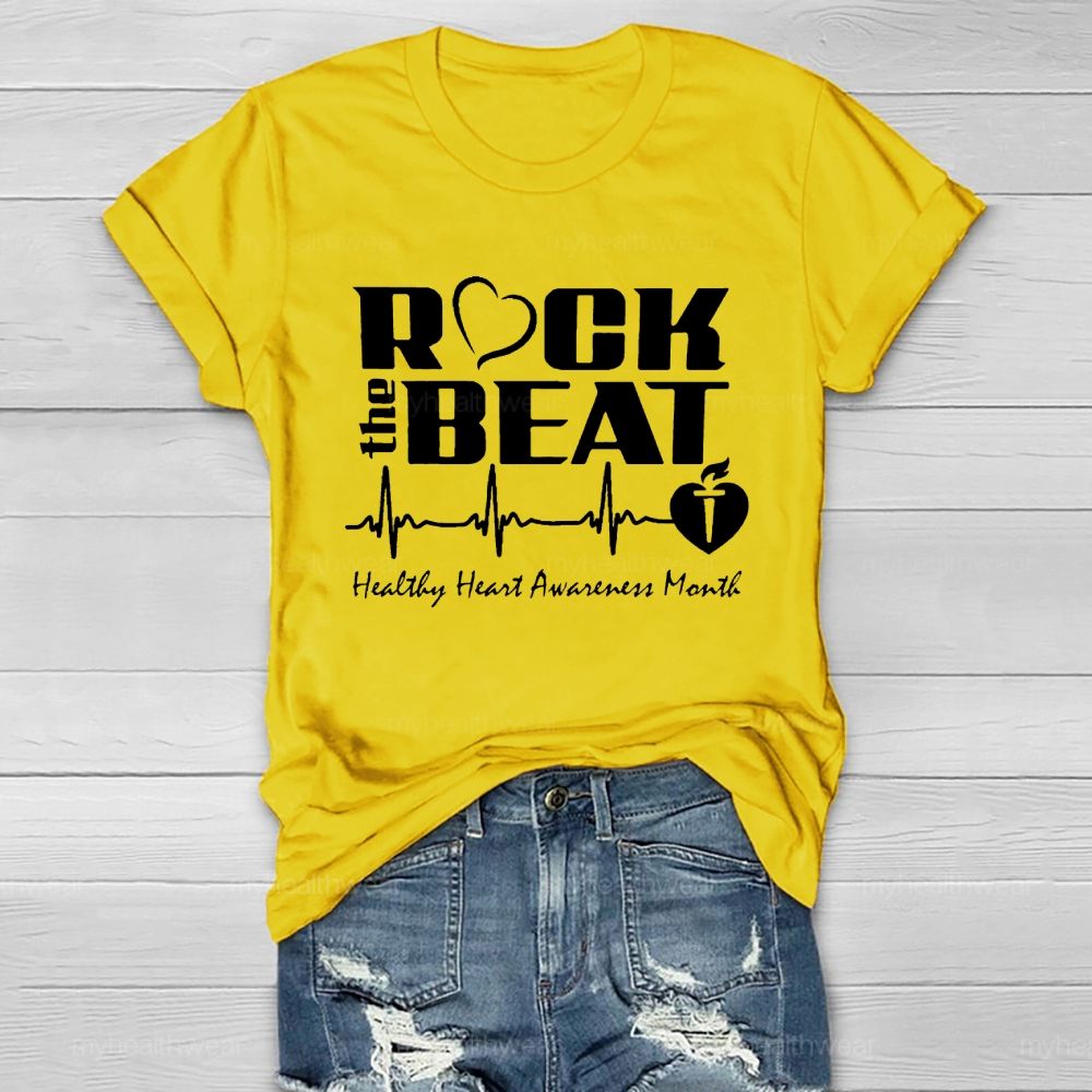 Rock The Beat Healthy Heart Awareness Month Healthwear T-shirt