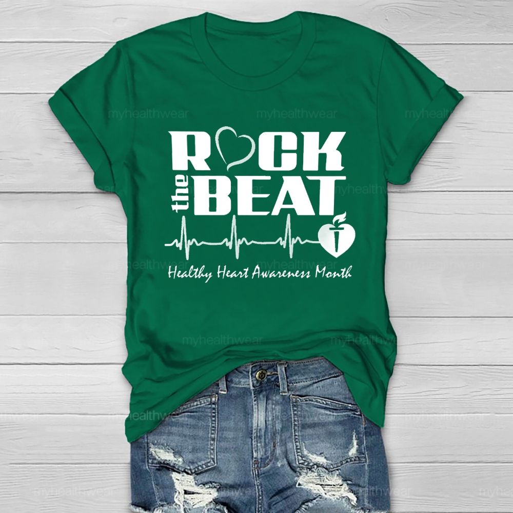 Rock The Beat Healthy Heart Awareness Month Healthwear T-shirt