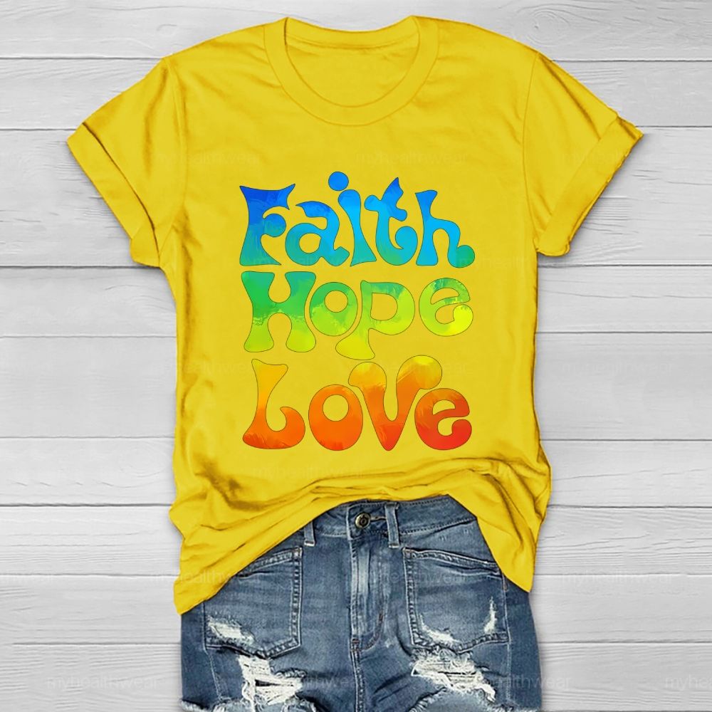 Faith Hope Love Colorful Letters Healthwear T-shirt