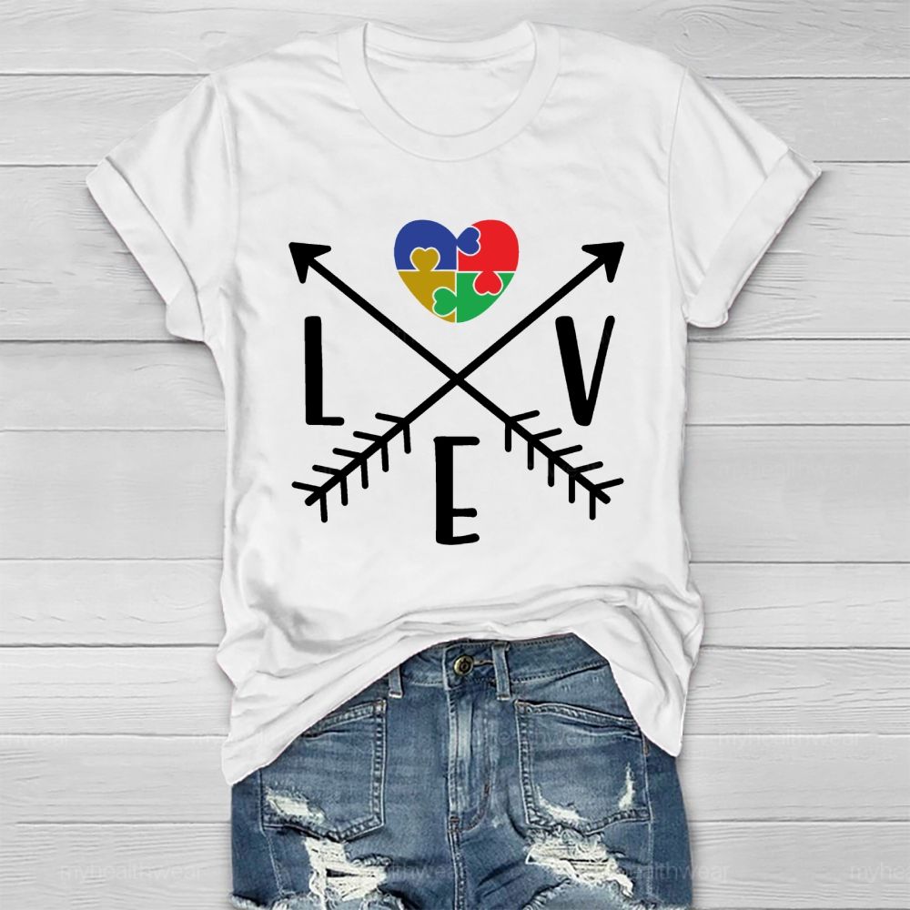 Love Heart Puzzle Autism Healthwear T-shirt