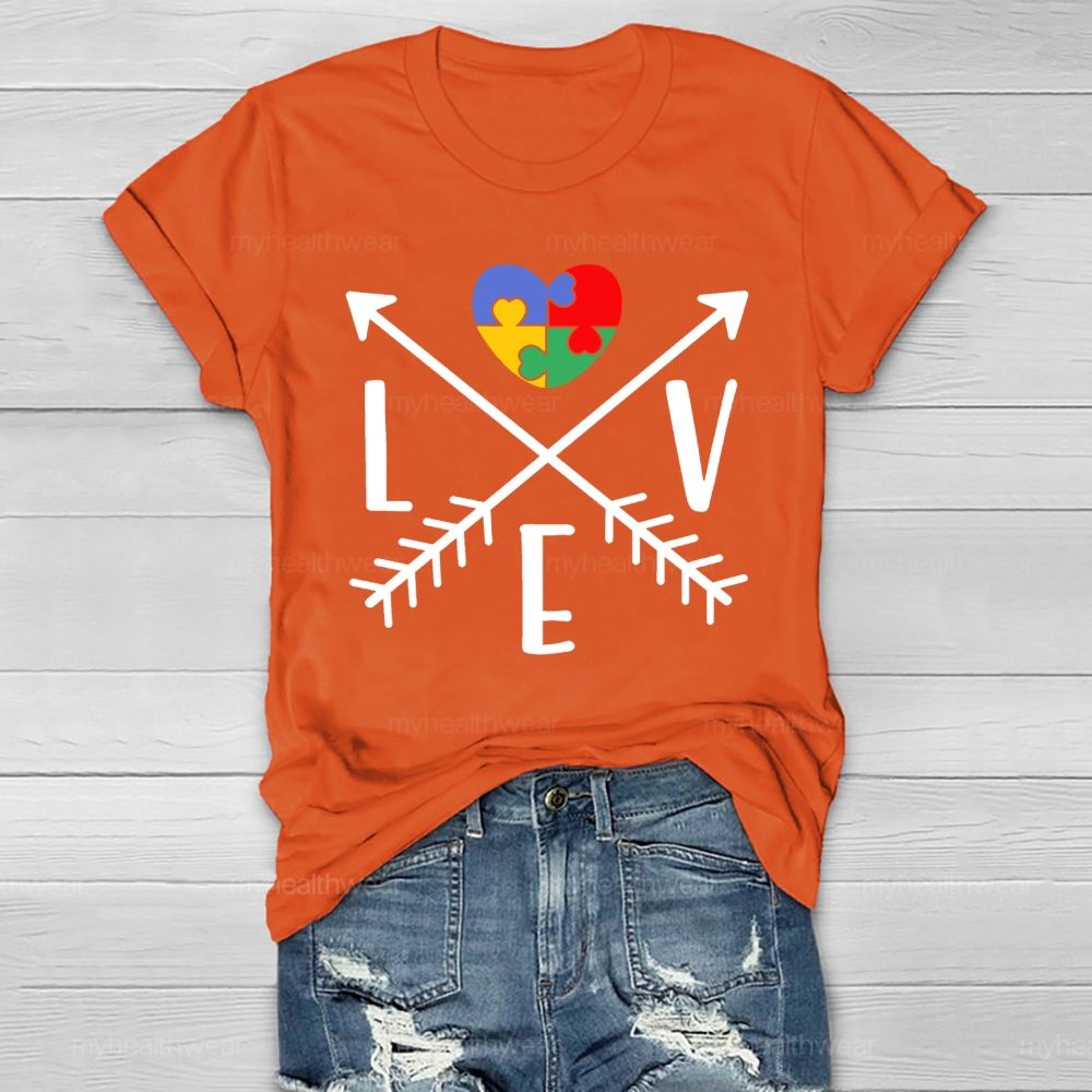 Love Heart Puzzle Autism Healthwear T-shirt