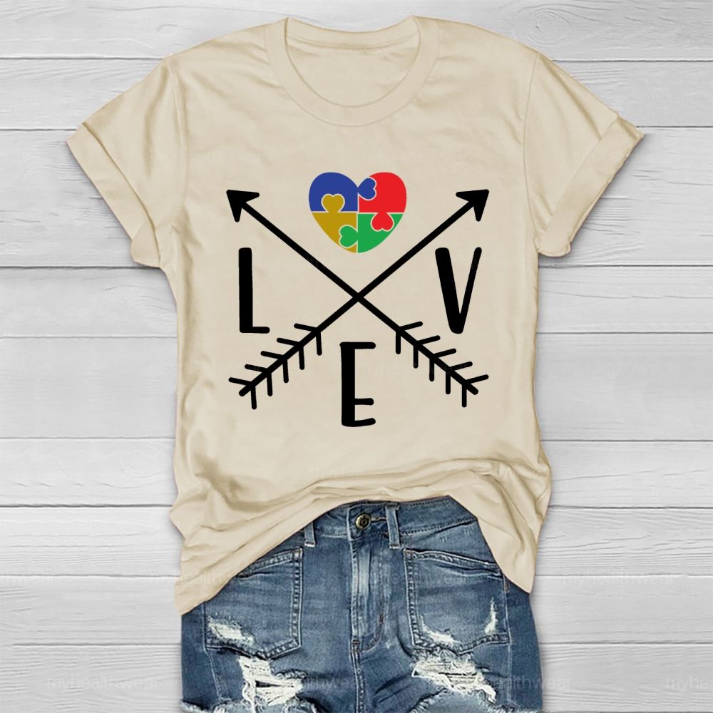 Love Heart Puzzle Autism Healthwear T-shirt