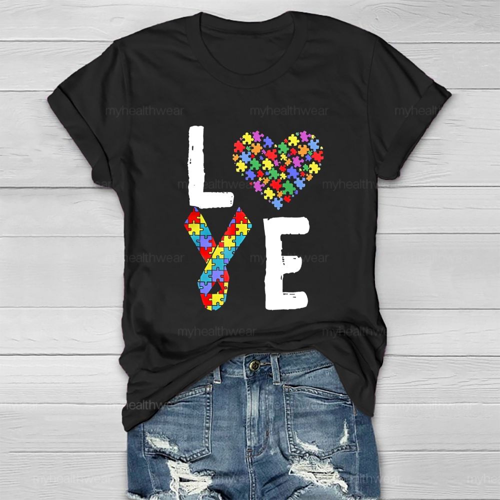 Love Puzzle Ribbon Healthwear T-shirt