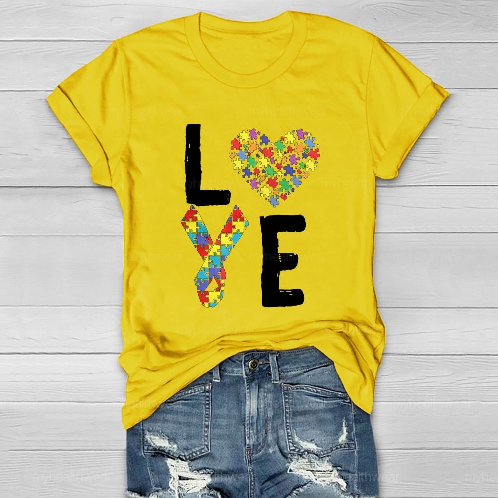 Love Puzzle Ribbon Healthwear T-shirt