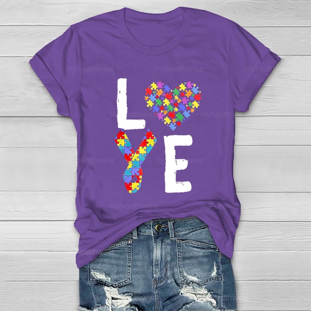 Love Puzzle Ribbon Healthwear T-shirt