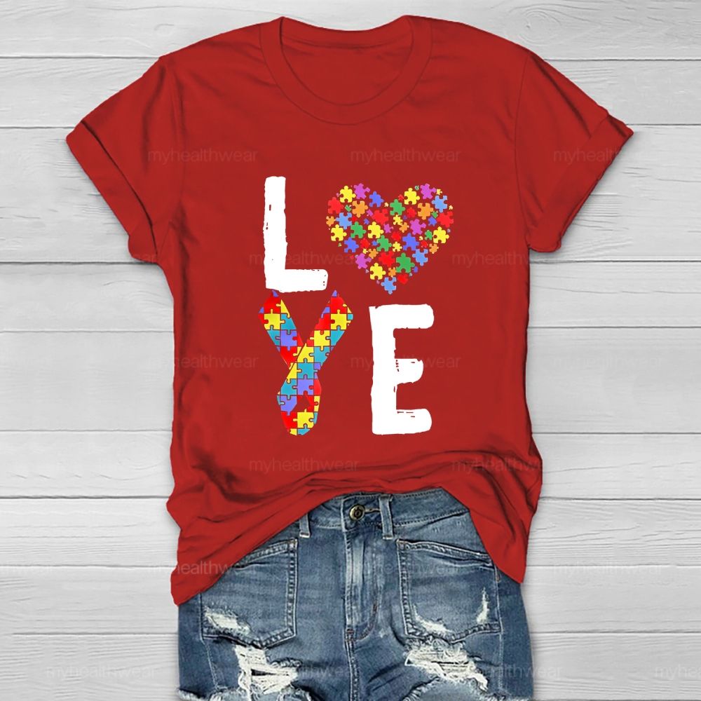 Love Puzzle Ribbon Healthwear T-shirt