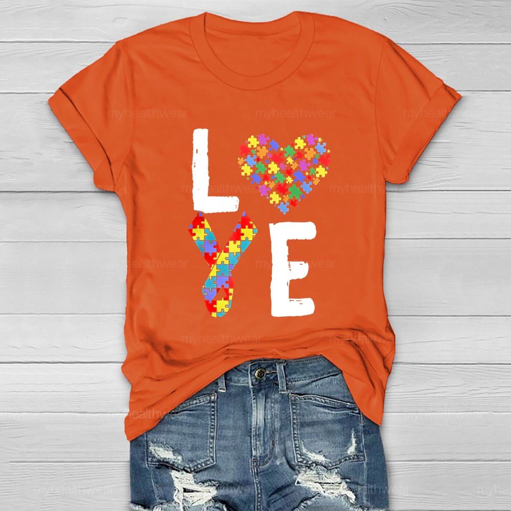 Love Puzzle Ribbon Healthwear T-shirt