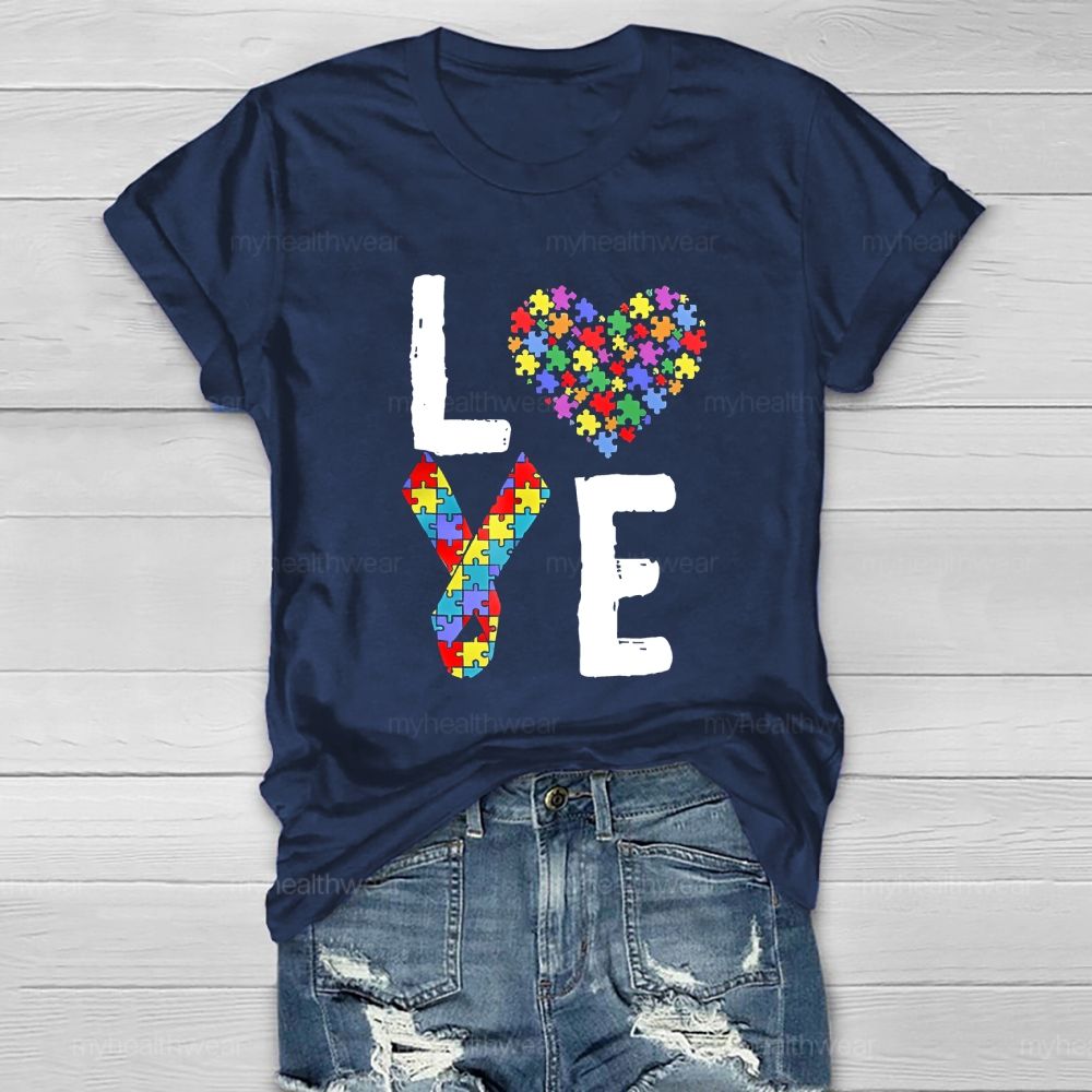 Love Puzzle Ribbon Healthwear T-shirt