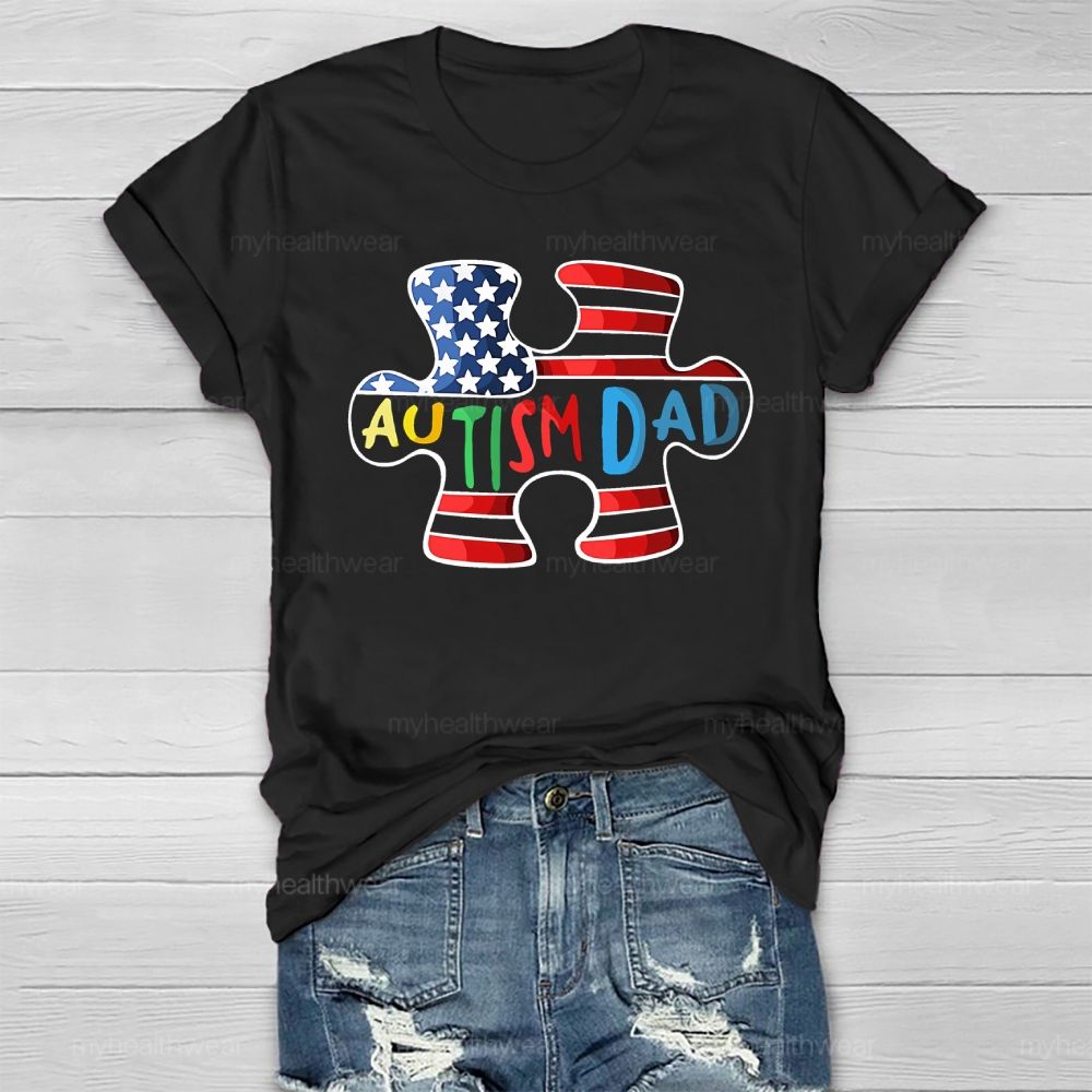 Personalized Autism Dad Puzzle Healthwear T-shirt