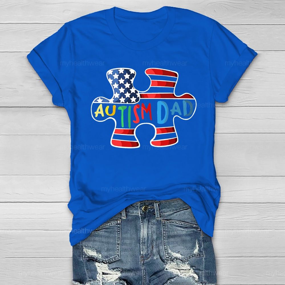 Personalized Autism Dad Puzzle Healthwear T-shirt