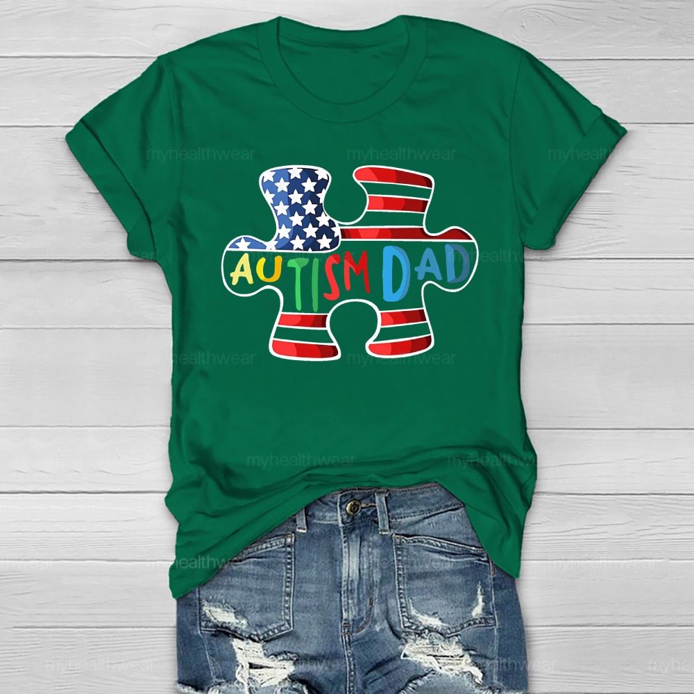 Personalized Autism Dad Puzzle Healthwear T-shirt