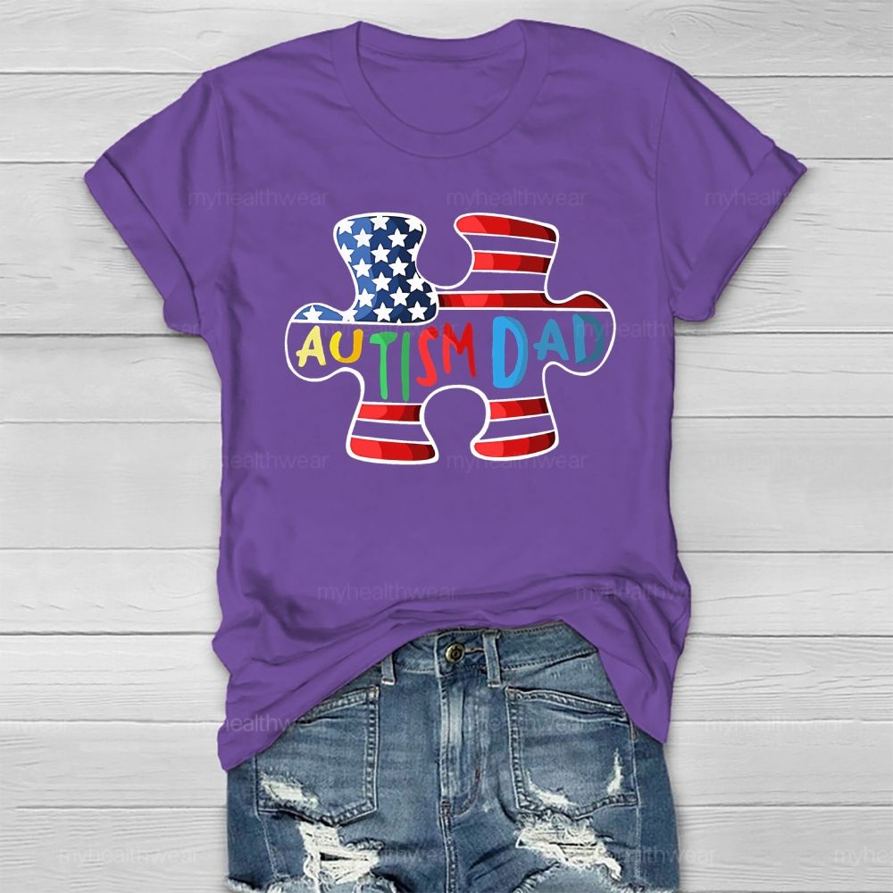 Personalized Autism Dad Puzzle Healthwear T-shirt