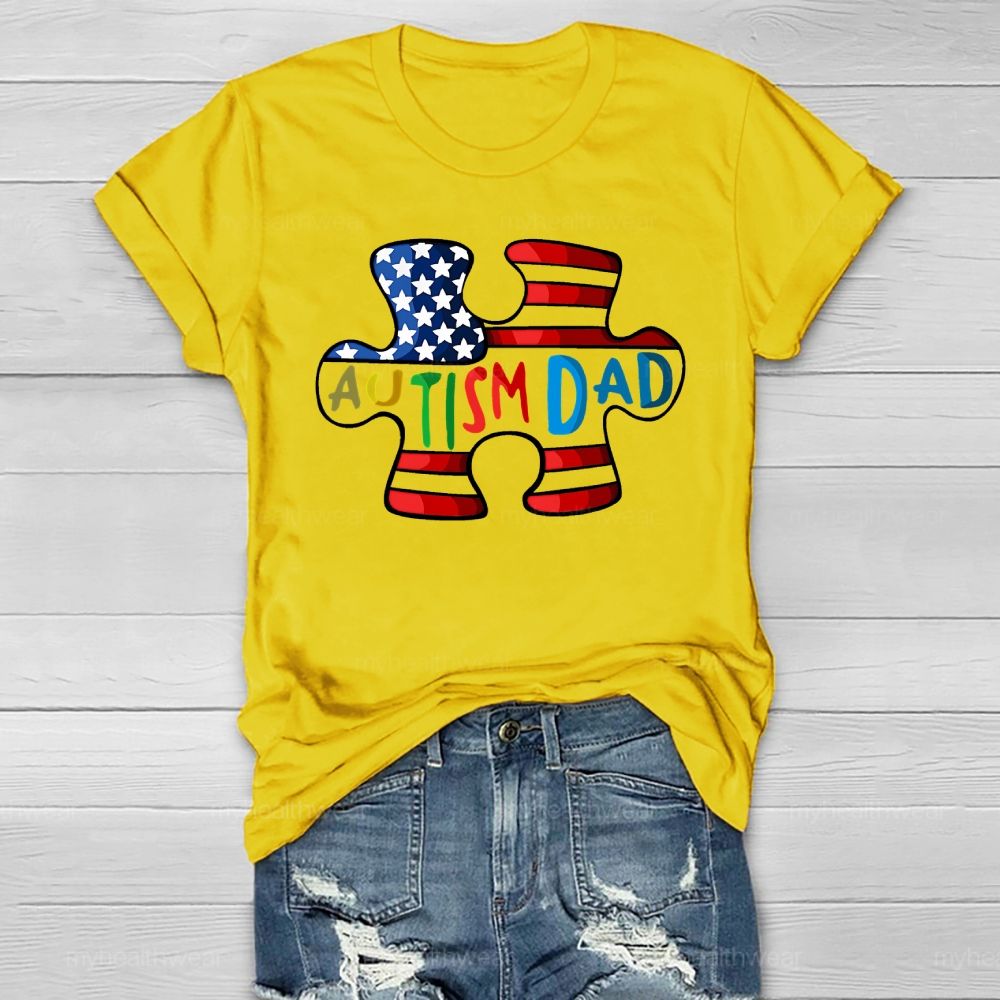 Personalized Autism Dad Puzzle Healthwear T-shirt