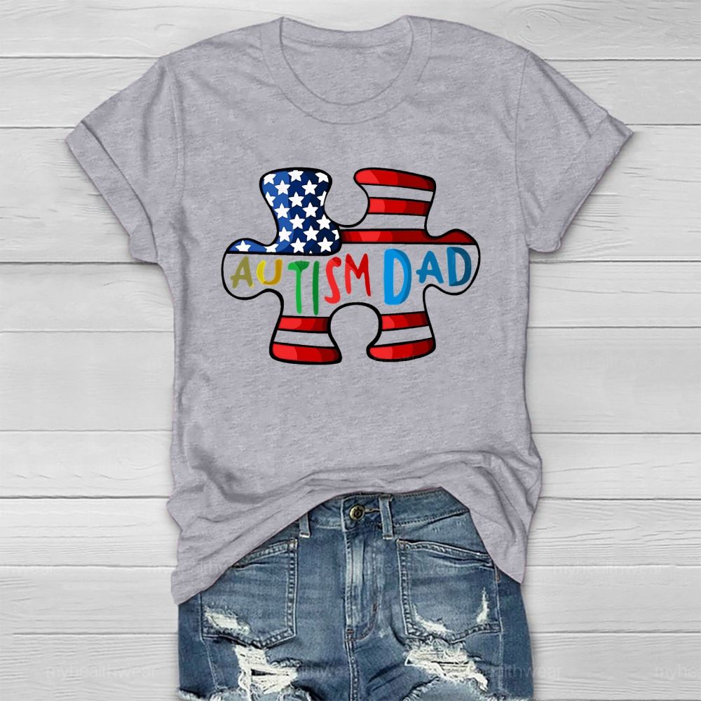 Personalized Autism Dad Puzzle Healthwear T-shirt
