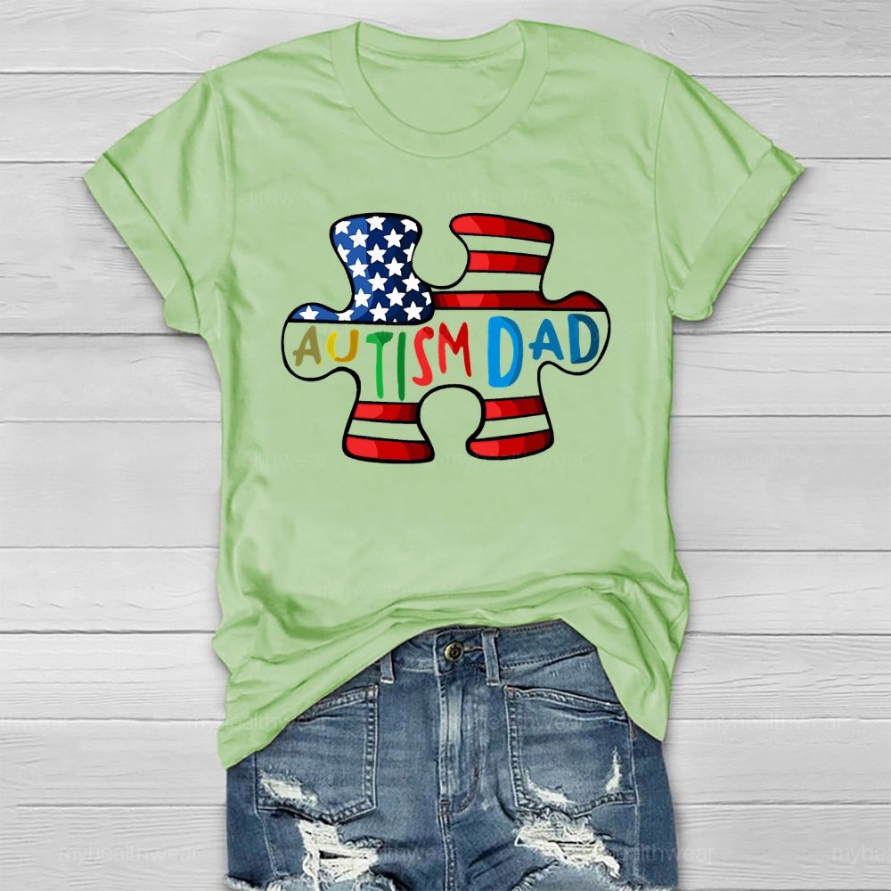 Personalized Autism Dad Puzzle Healthwear T-shirt