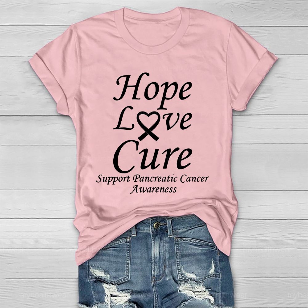 Peace Love Cure Support Pancreatic Cancer Healthwear T-shirt