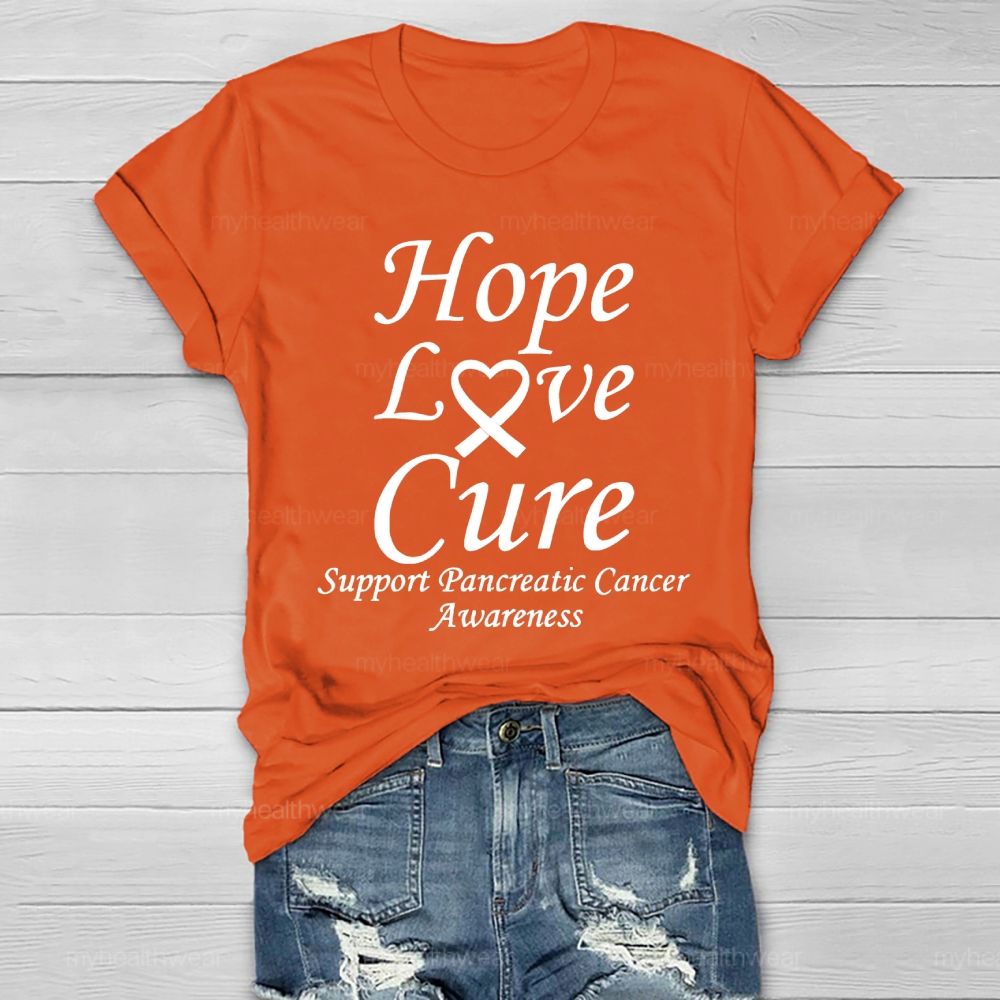 Peace Love Cure Support Pancreatic Cancer Healthwear T-shirt