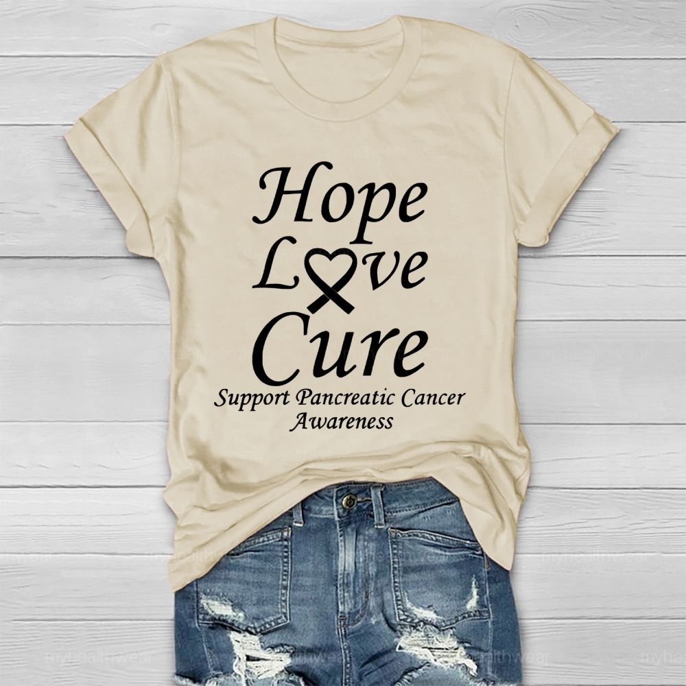 Peace Love Cure Support Pancreatic Cancer Healthwear T-shirt