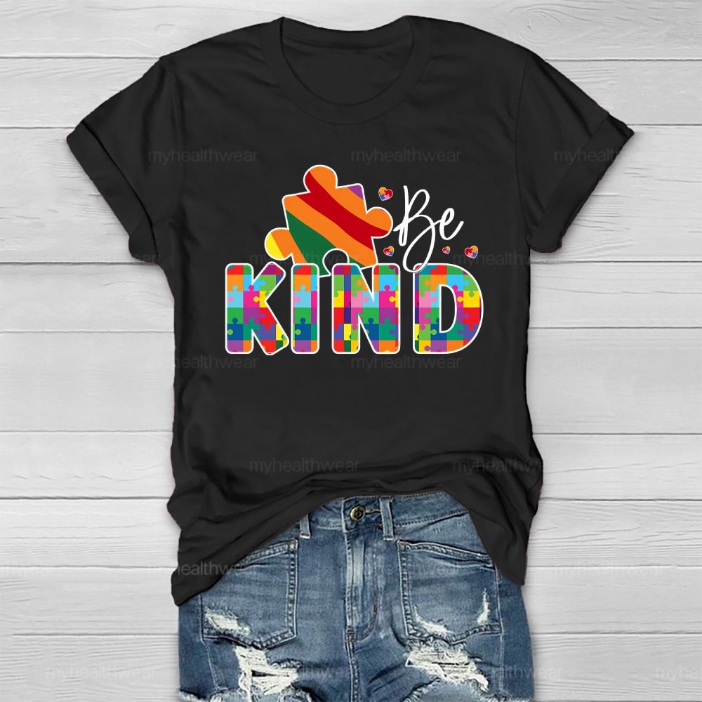 Be Kind Colorful Puzzle Healthwear T-shirt