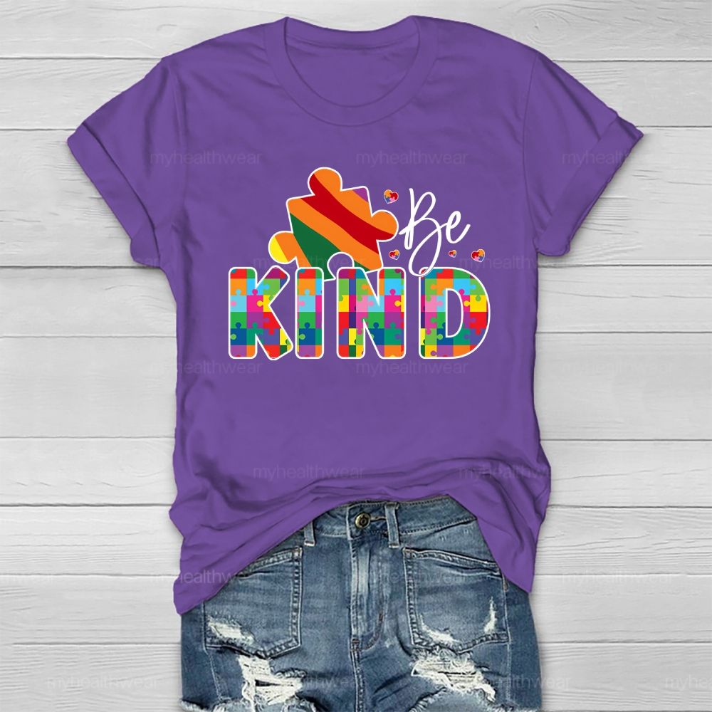 Be Kind Colorful Puzzle Healthwear T-shirt