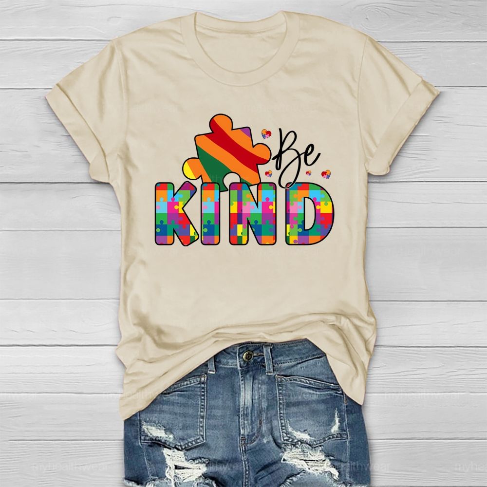 Be Kind Colorful Puzzle Healthwear T-shirt