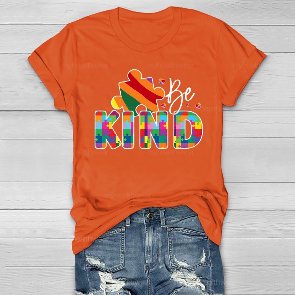 Be Kind Colorful Puzzle Healthwear T-shirt