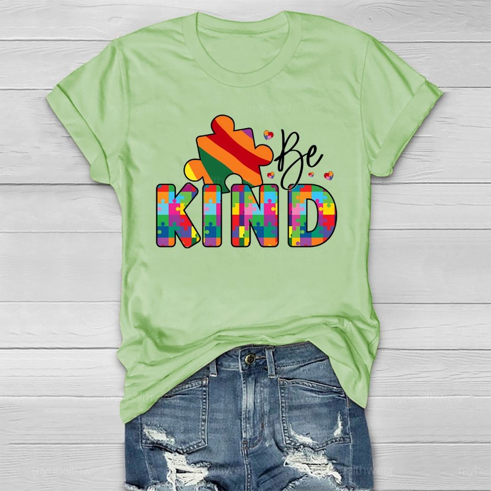 Be Kind Colorful Puzzle Healthwear T-shirt