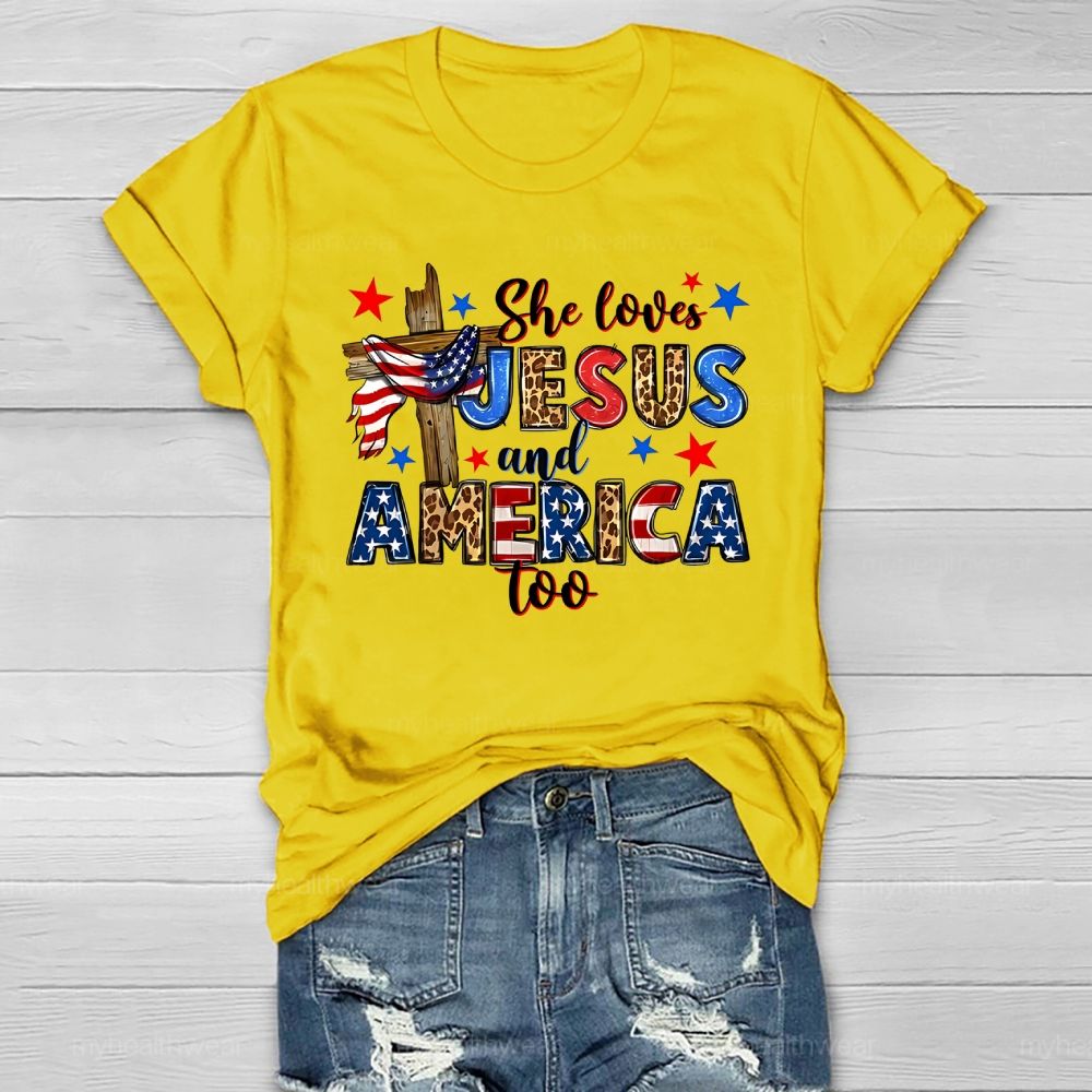 She Loves Jesus And America Too Healthwear T-shirt