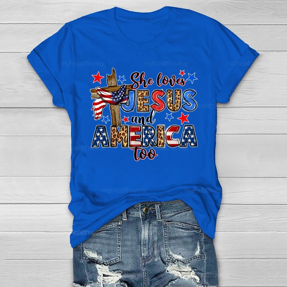 She Loves Jesus And America Too Healthwear T-shirt