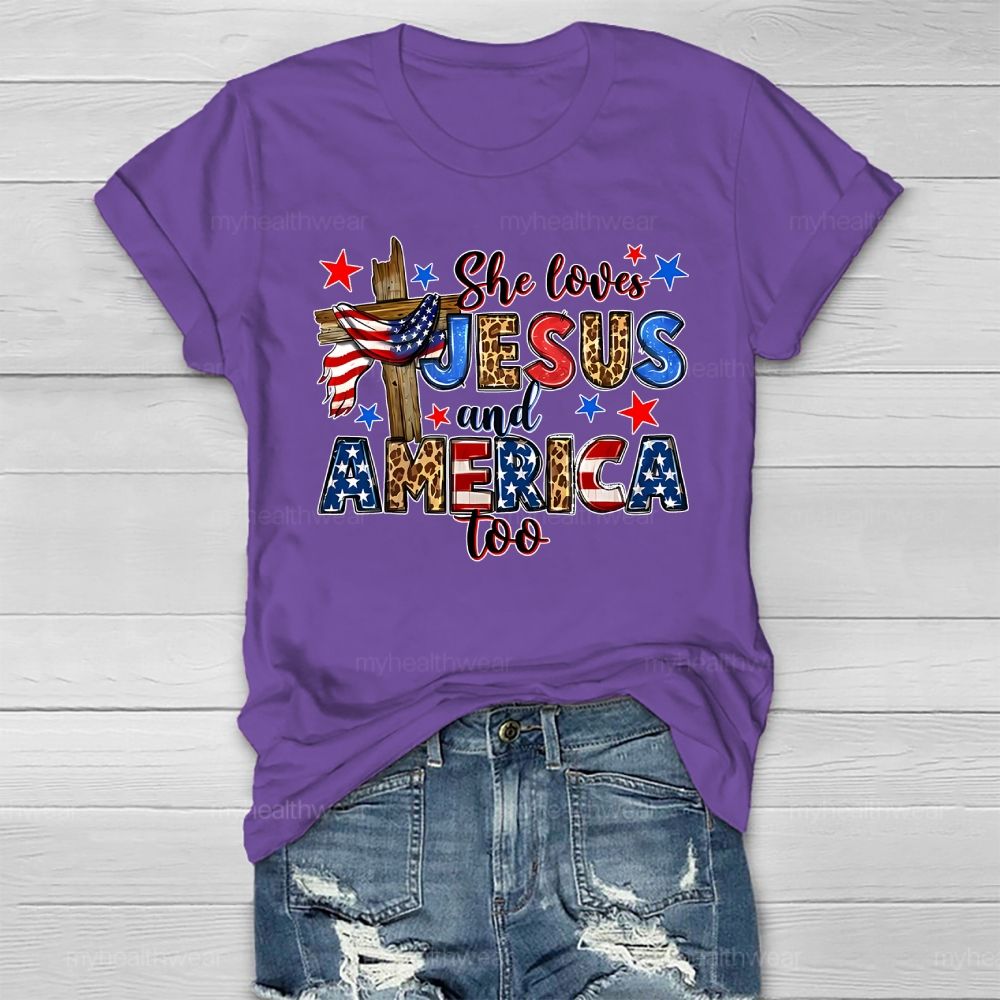 She Loves Jesus And America Too Healthwear T-shirt