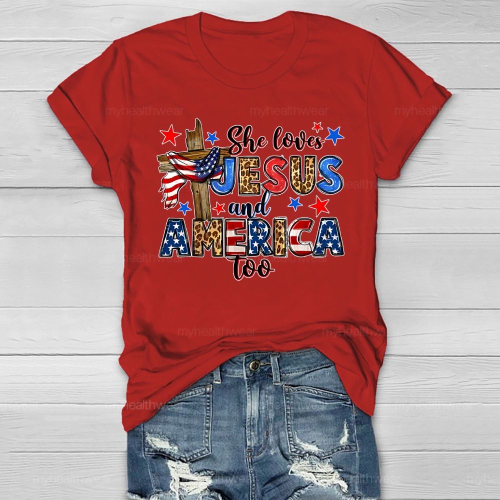 She Loves Jesus And America Too Healthwear T-shirt