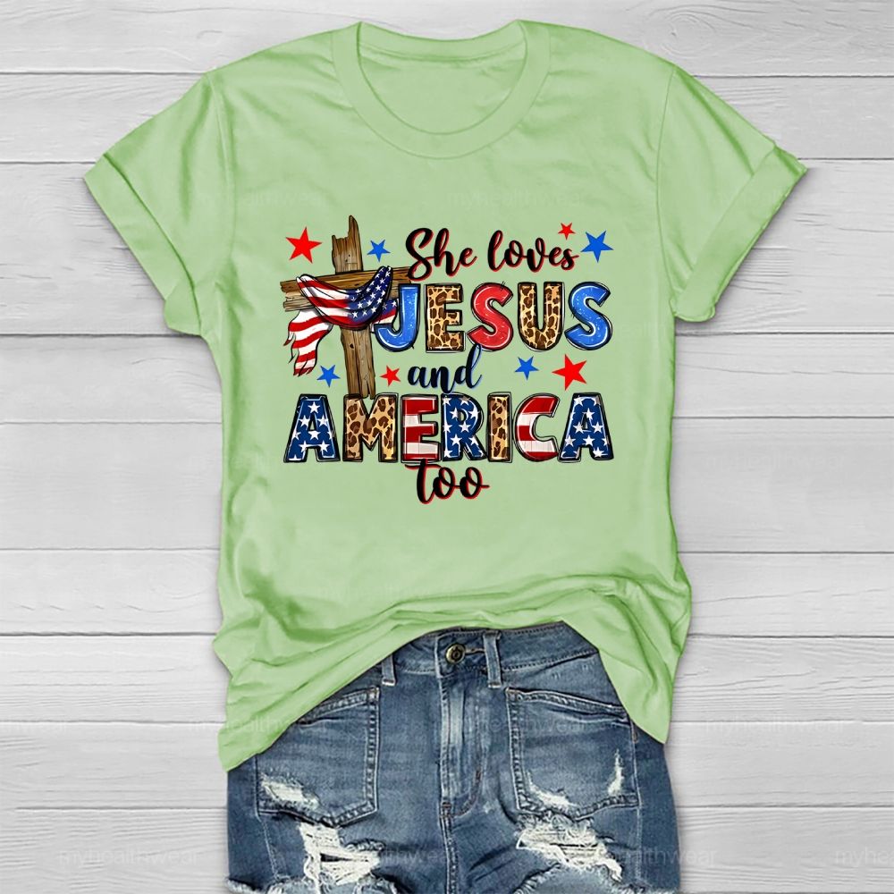She Loves Jesus And America Too Healthwear T-shirt