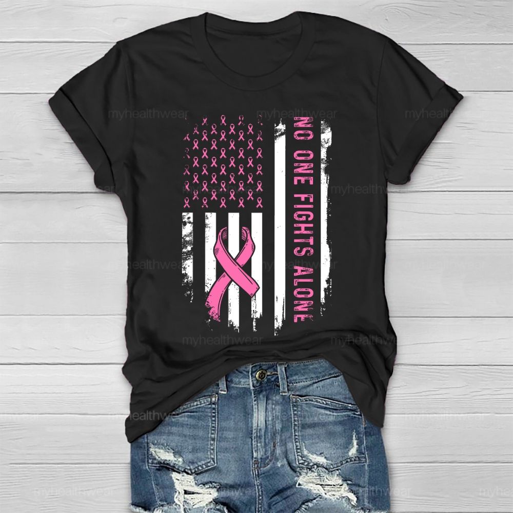 No One Fights Alone Pink Ribbon Healthwear T-shirt